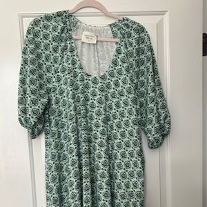 Tuckernuck Green and White Scoop Neck Maxi Dress